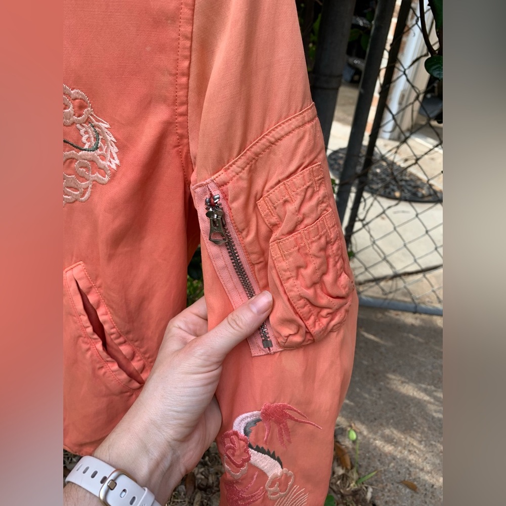 Incredible RRL salmon pink embroidered bomber jacket, 1, xs, Ralph Lauren - Picture 6 of 16